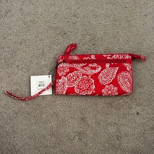 Vera Bradley Red and White Paisley Wristlet